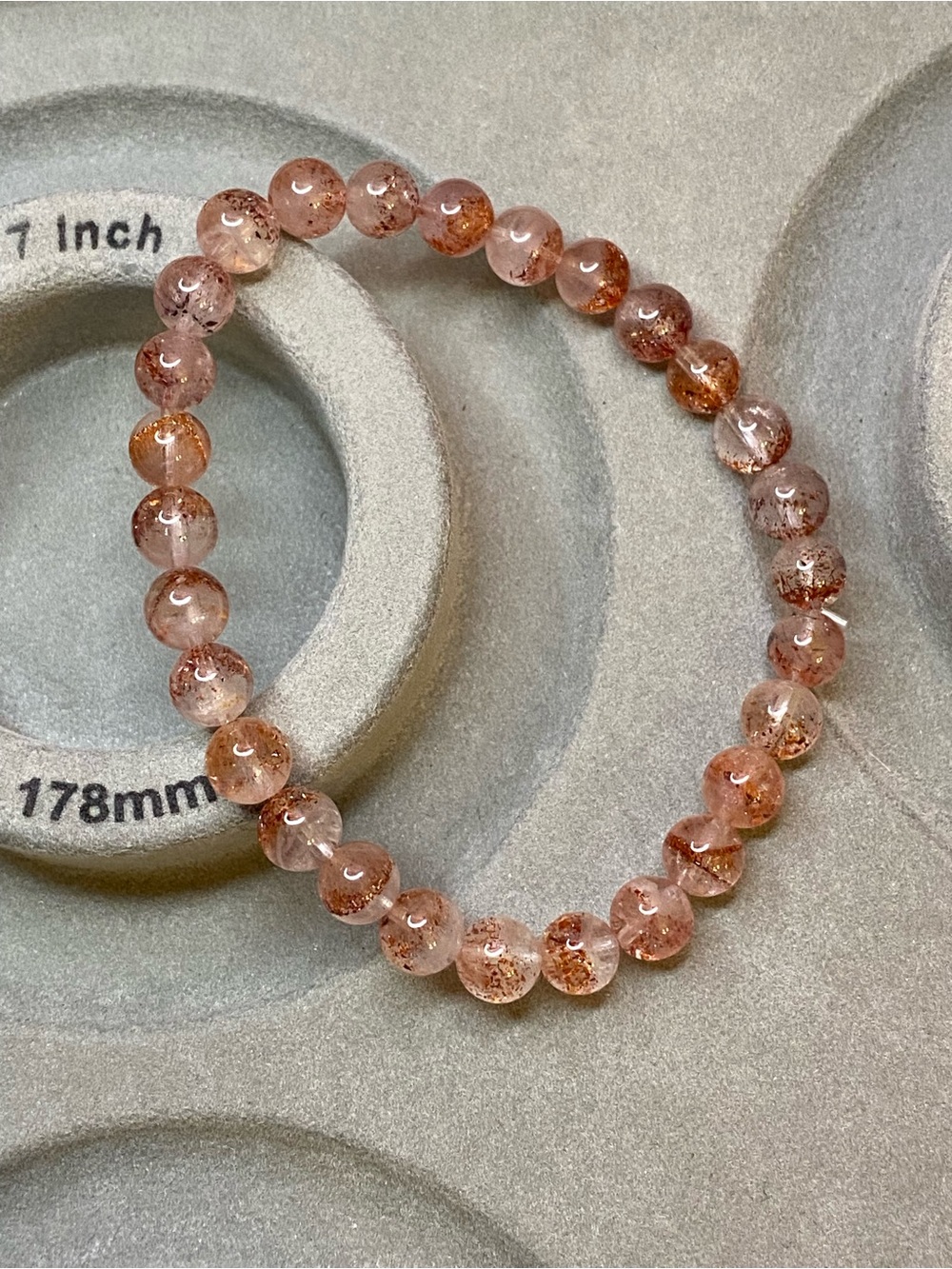 Natural Super Seven Bracelet Red Lepidocrocite Quartz 6.3mm Beads Stretch 7 Inch